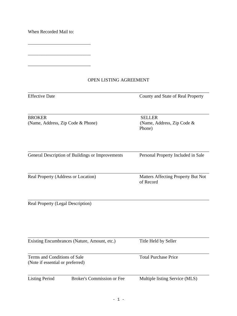 Residential Listing Agreement  Form