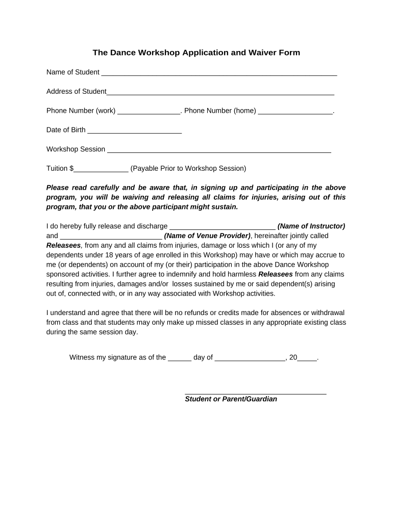 School Waiver Form