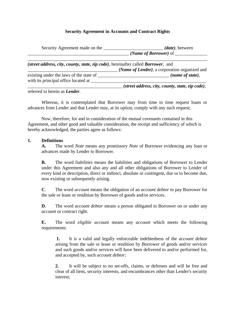 Security Agreement Contract  Form