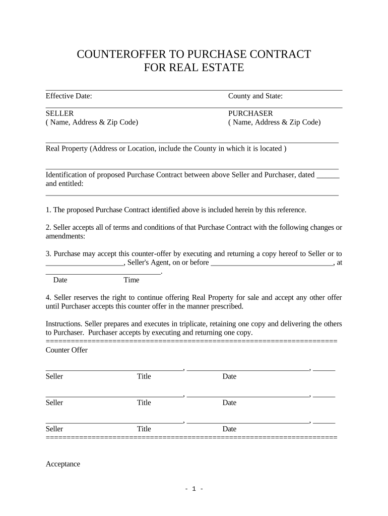 Purchase Real Estate Sales Contract  Form