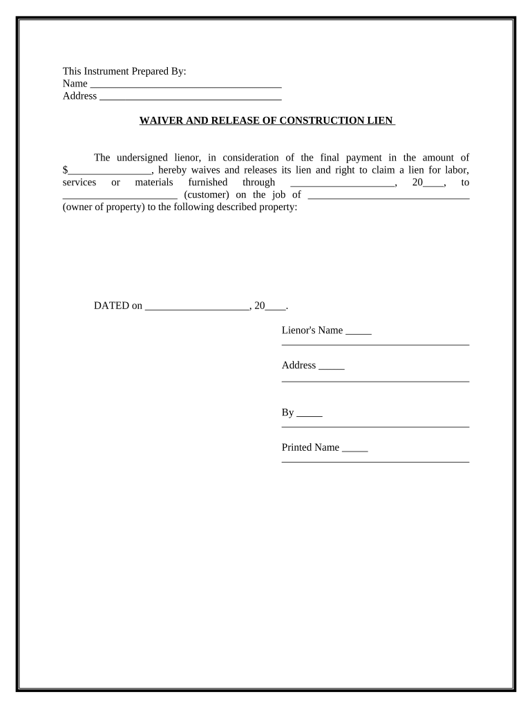 Release Lien  Form