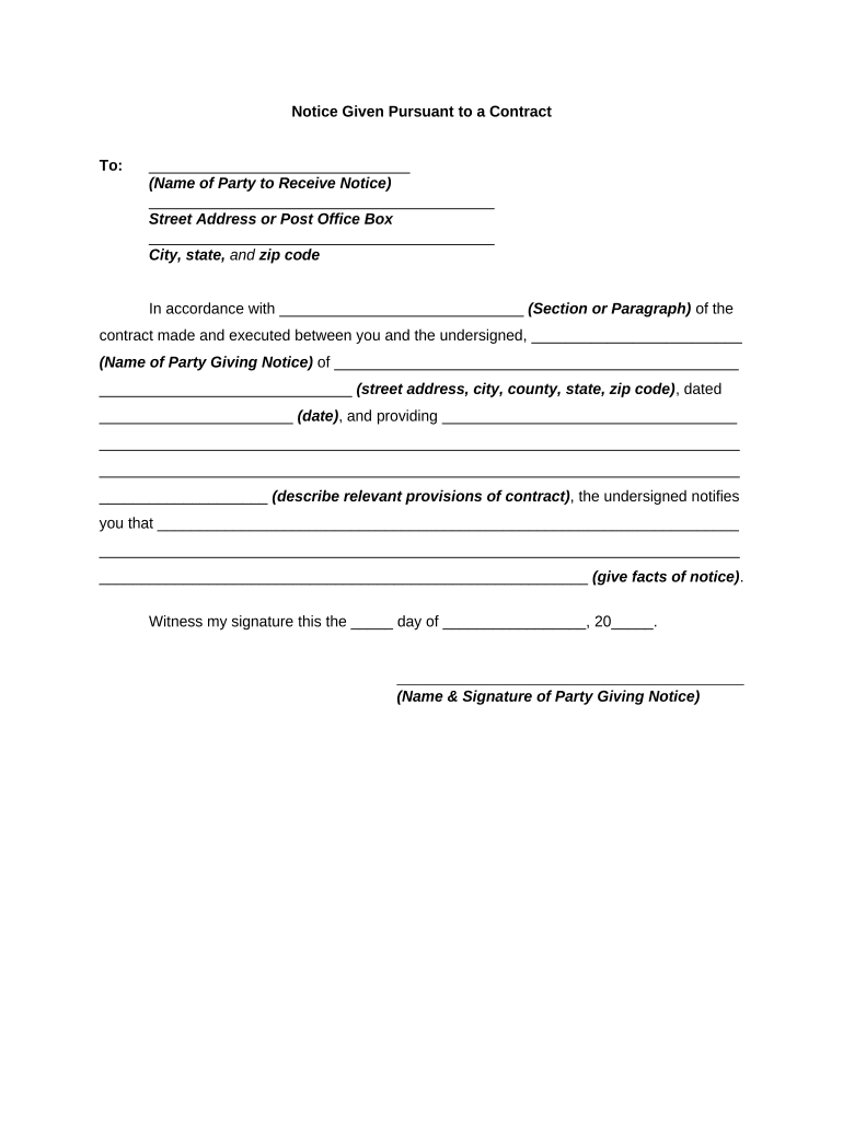 Notice Given to  Form