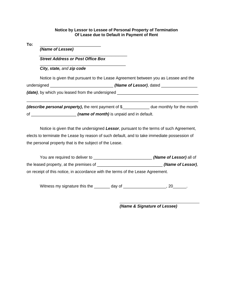 Notice Personal Property  Form