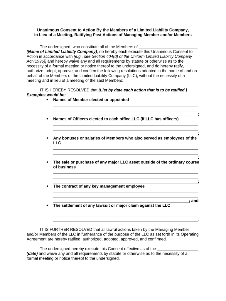 Consent Action Form