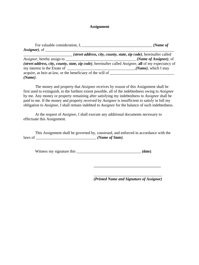 assignment of interest form pdf