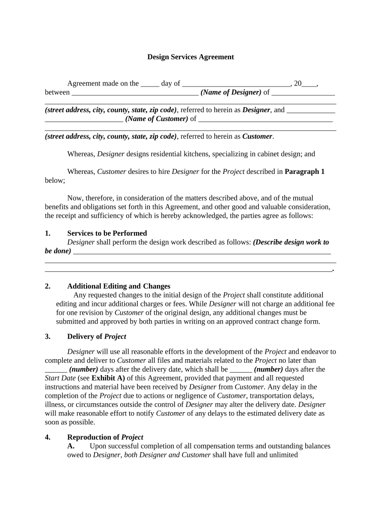 Design Agreement Contract  Form