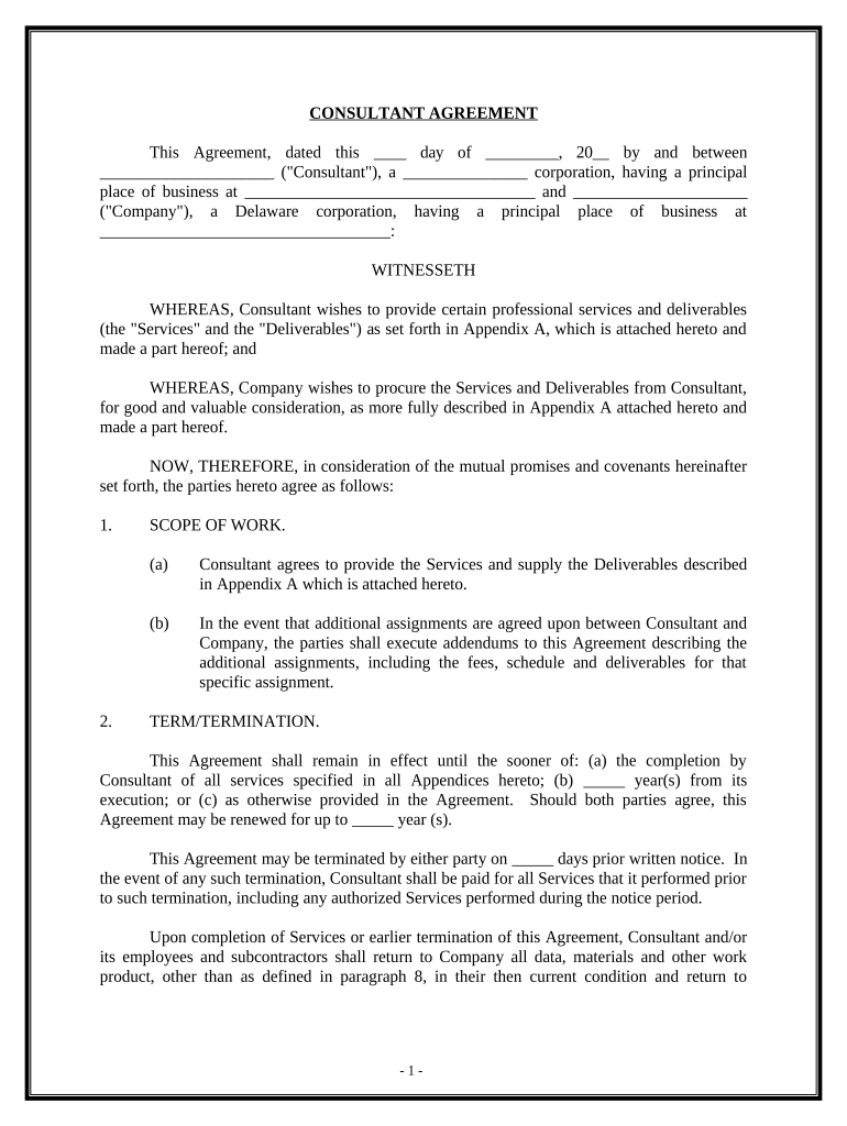 Consulting Services Contracts  Form