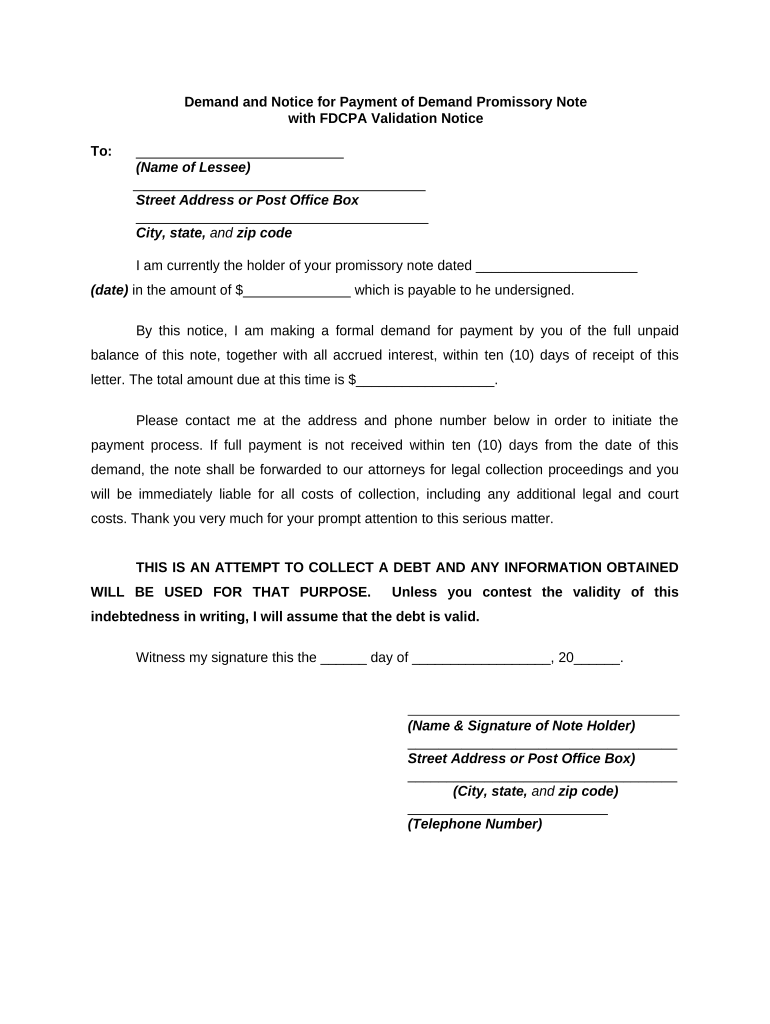 Demand Notice Payment  Form