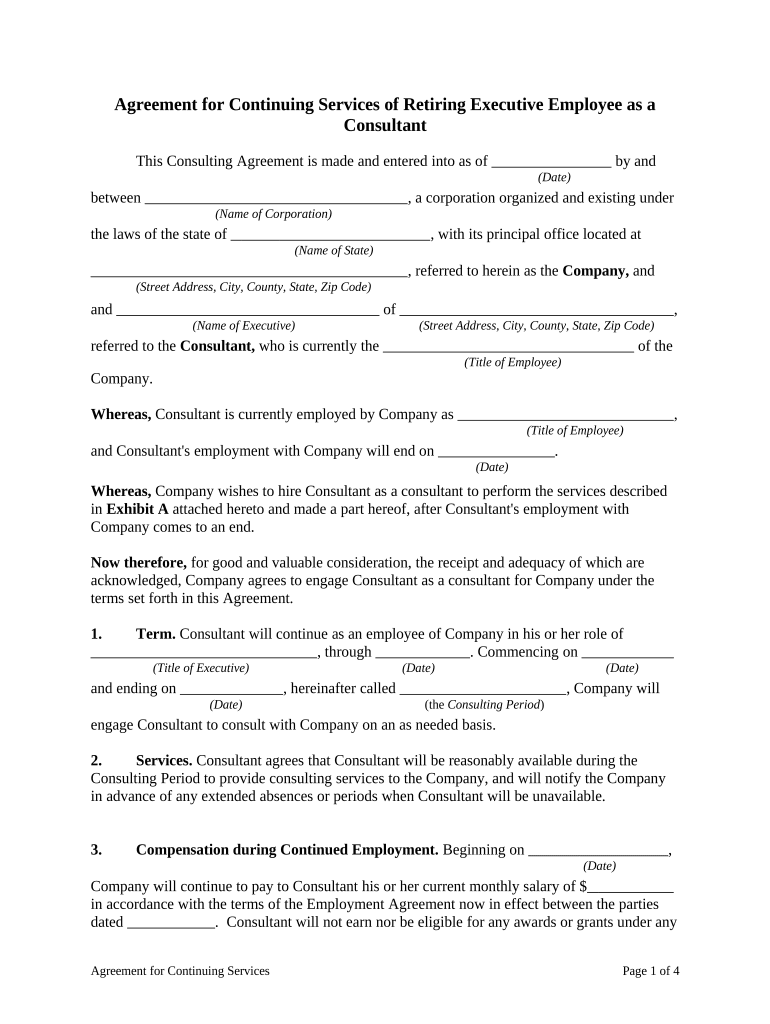 Agreement Retiring  Form