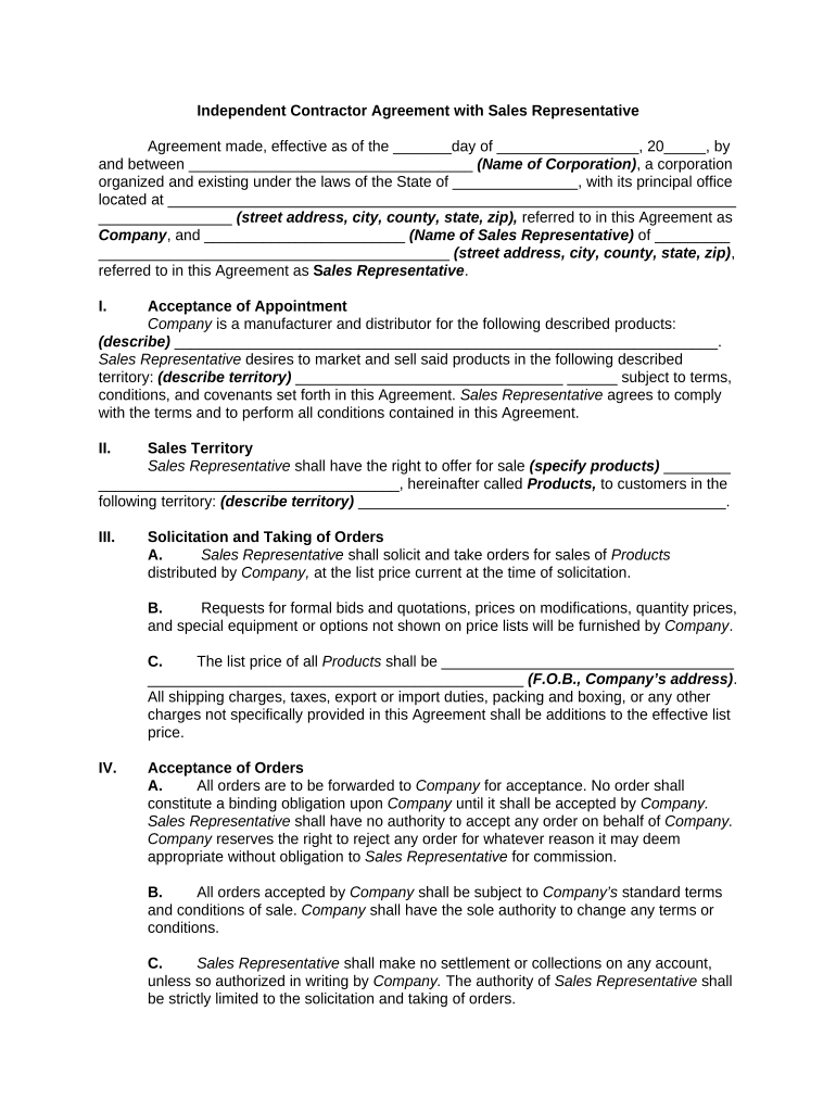 Self Employed Independent Contractor Form