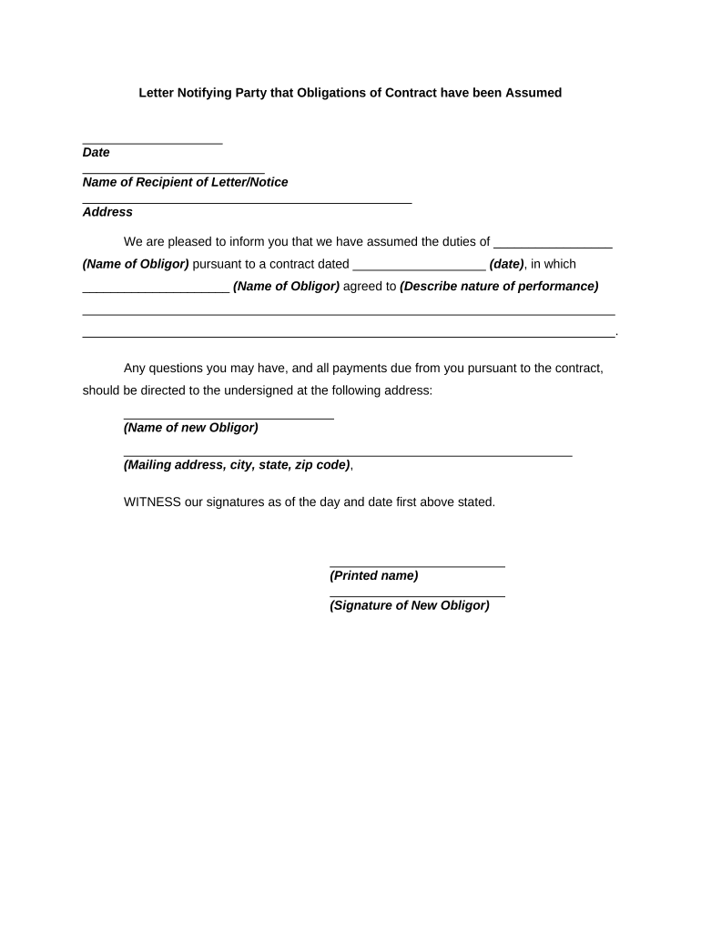 Party Obligations Contract  Form