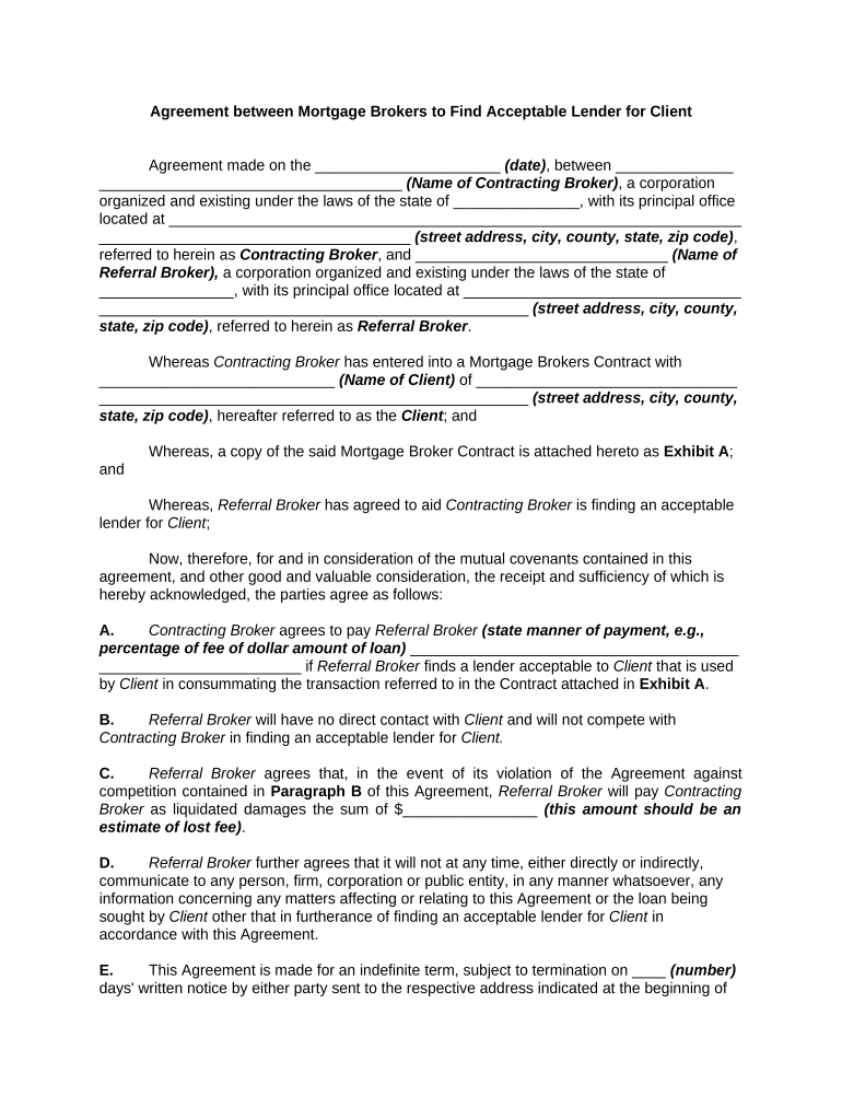 Agreement between Brokers  Form