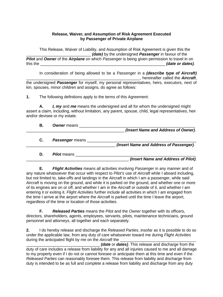 Assumption Risk  Form