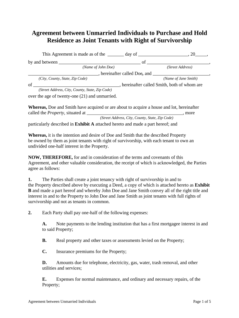 Agreement Joint Tenants  Form