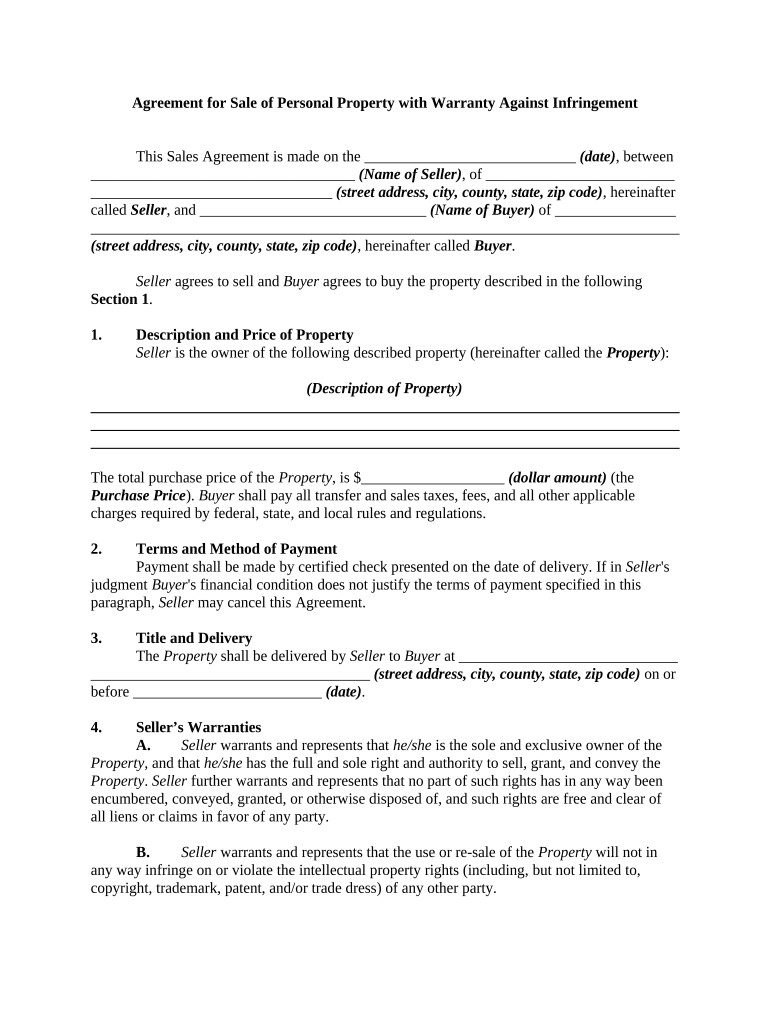 Agreement Sale Property  Form
