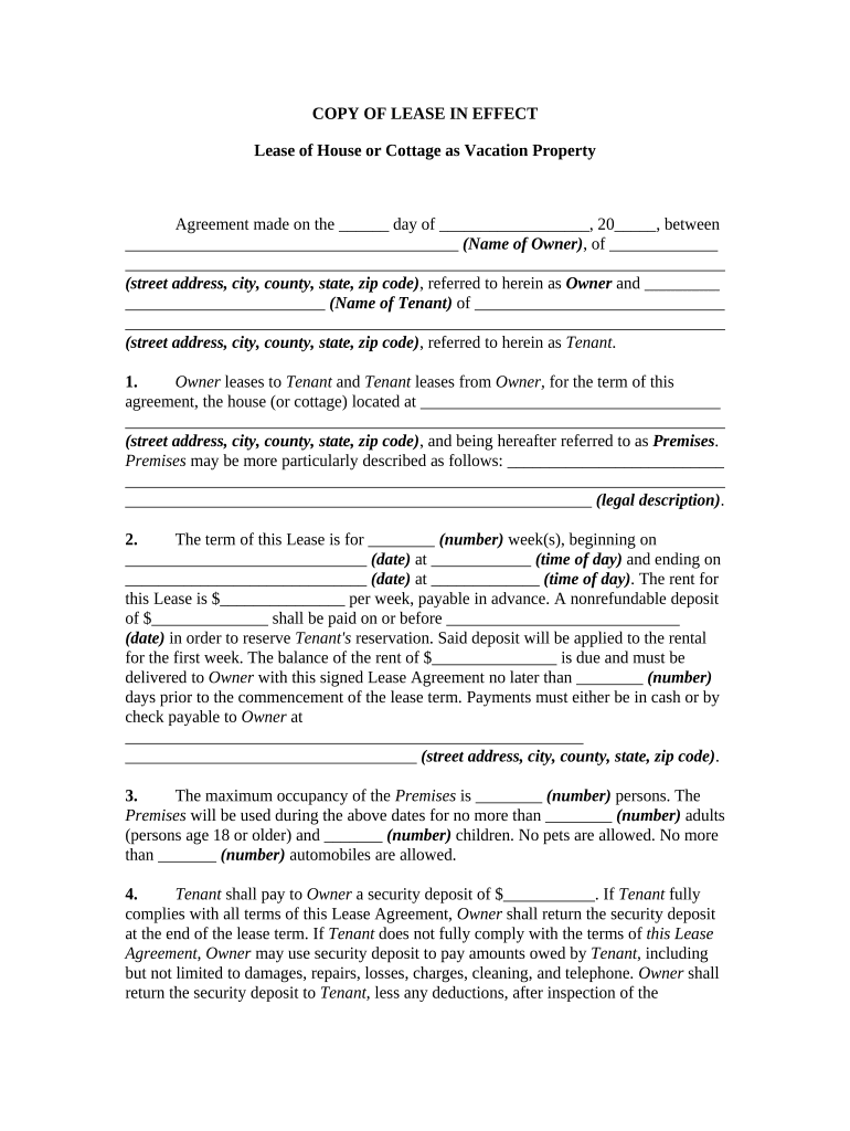 Sub Tenant  Form