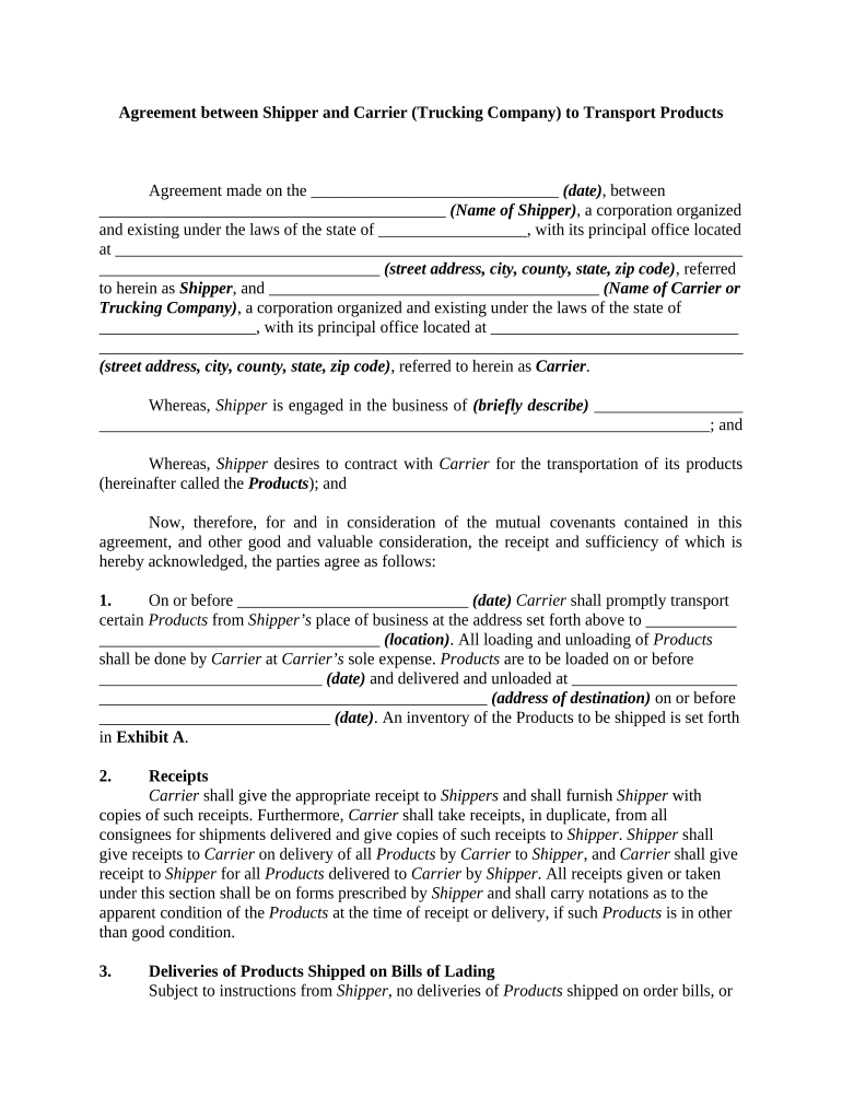 Agreement Trucking  Form