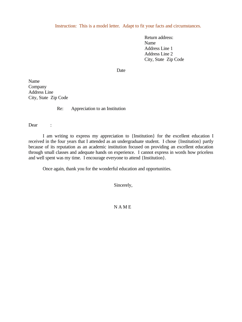Letter Appreciation  Form