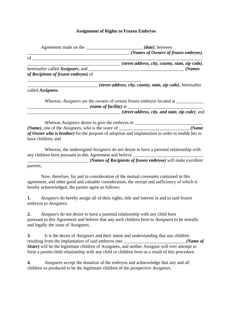 Assignment Rights Document  Form