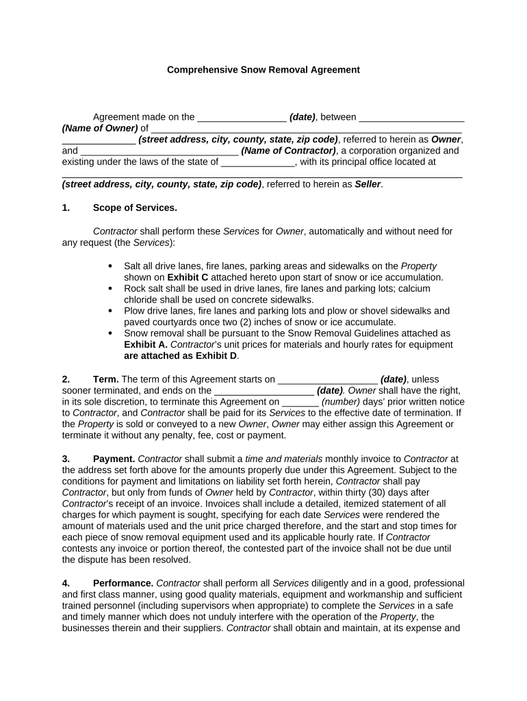 Snow Removal Agreement  Form