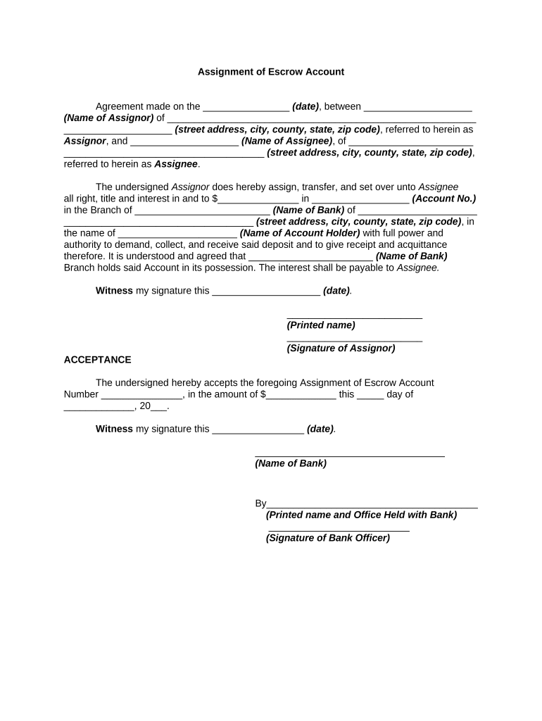 Escrow Account  Form