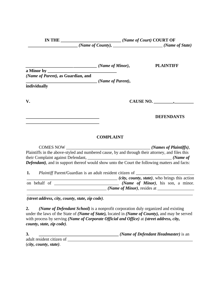 Complaint Damages  Form