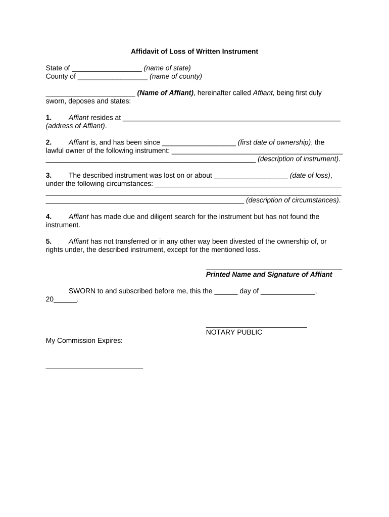 Written Instrument  Form