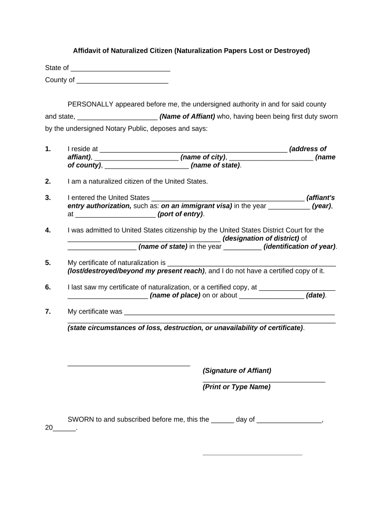 Naturalized Citizenship  Form