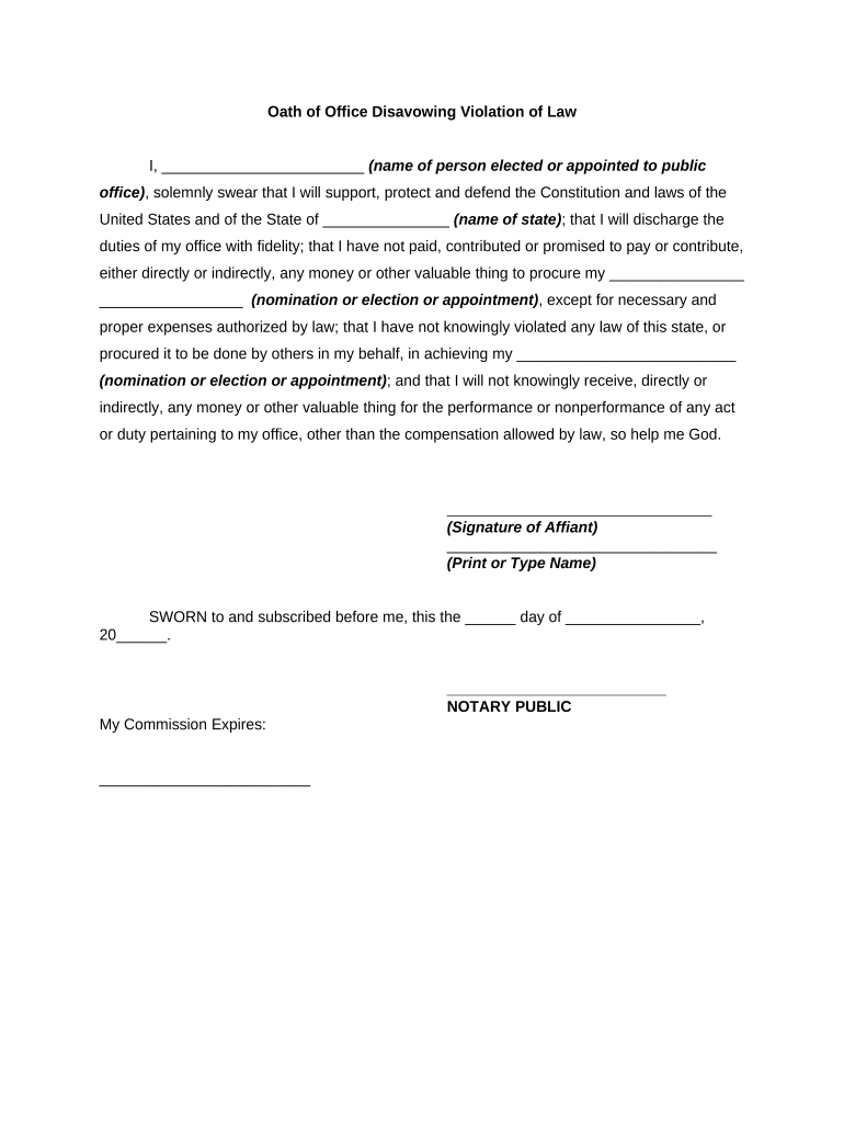 Violation Law Order  Form