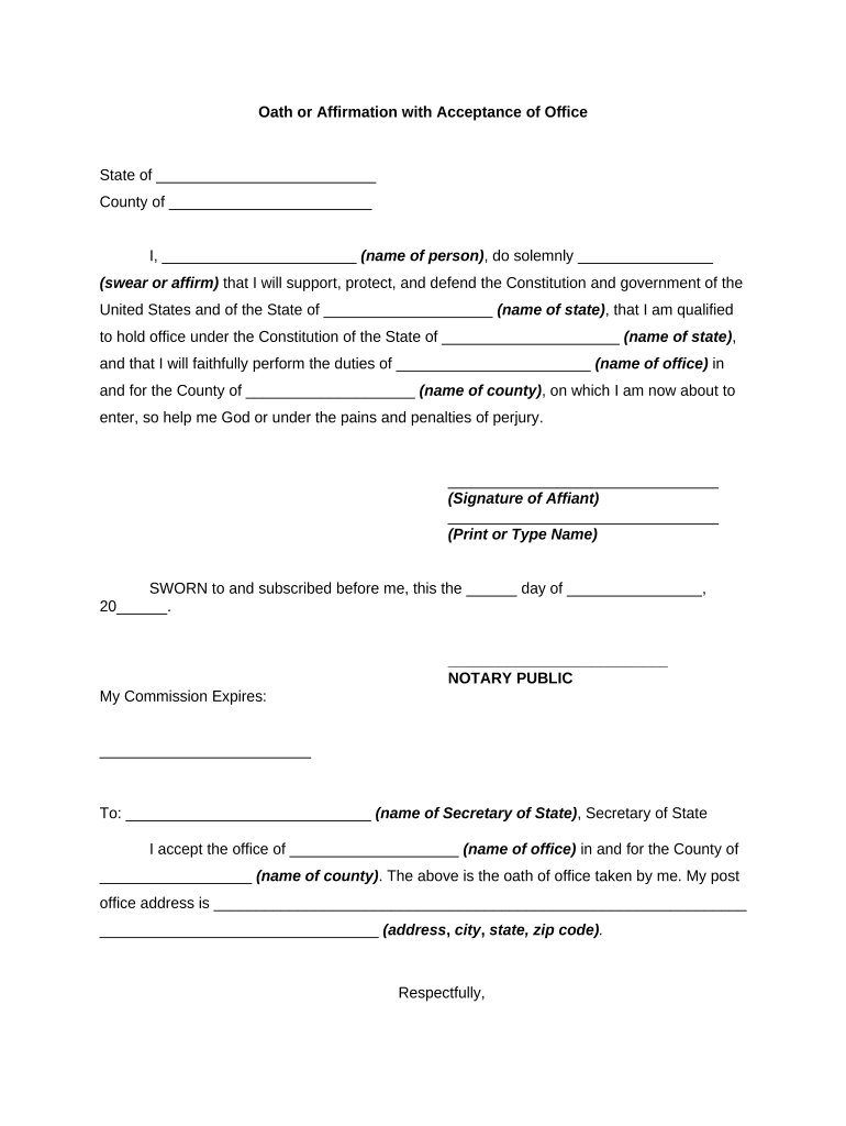 Oath Affirmation  Form