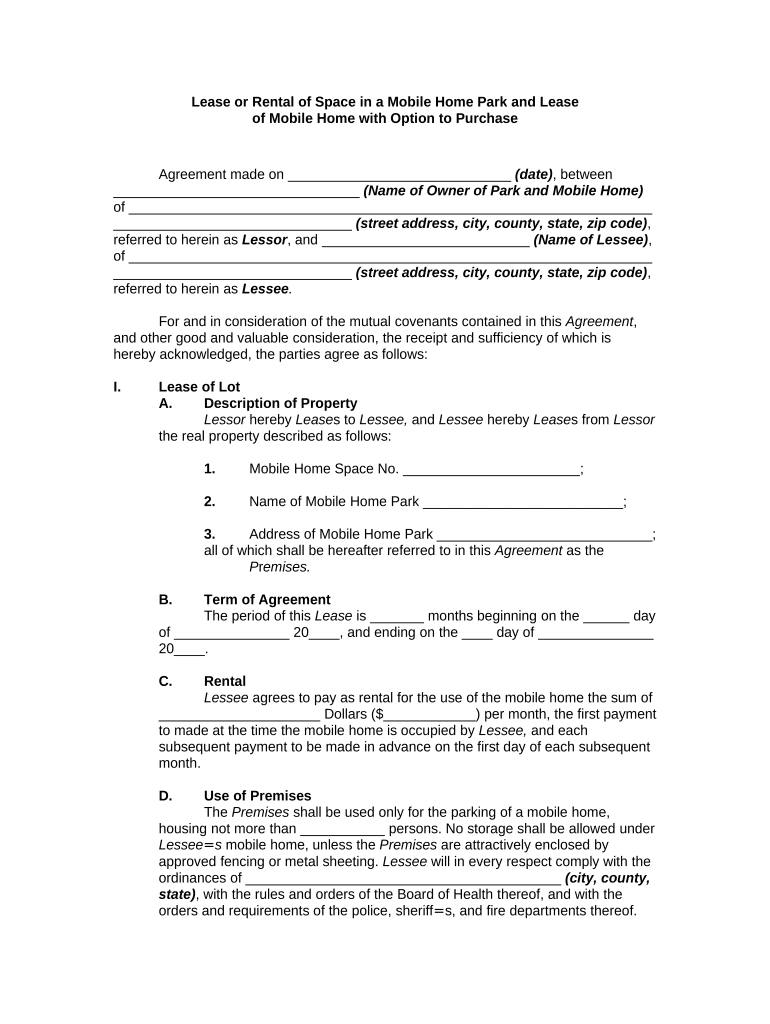 Lease Park  Form