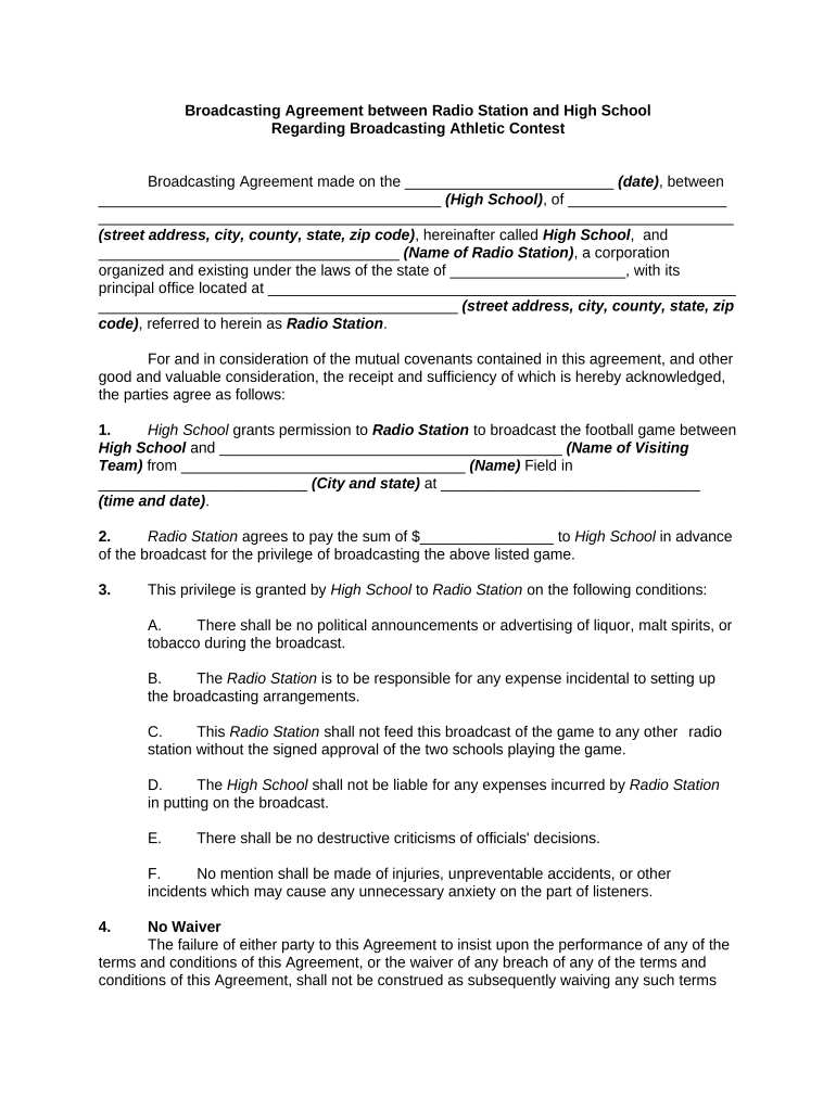 Broadcasting Agreement  Form