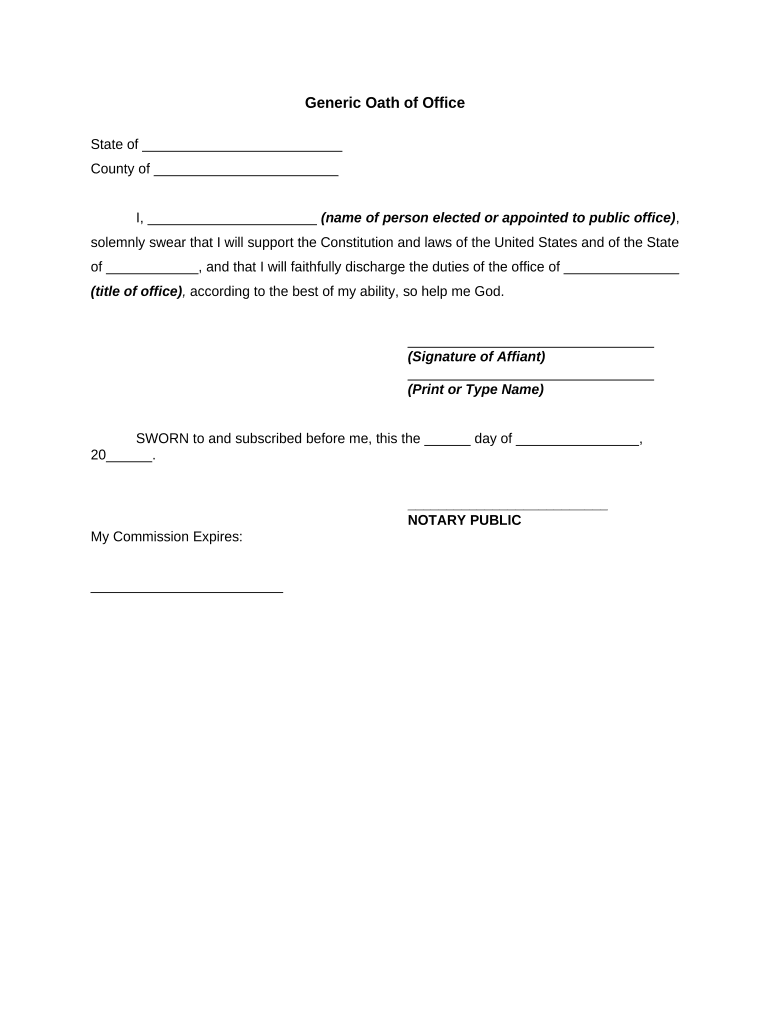 Generic Oath Office  Form