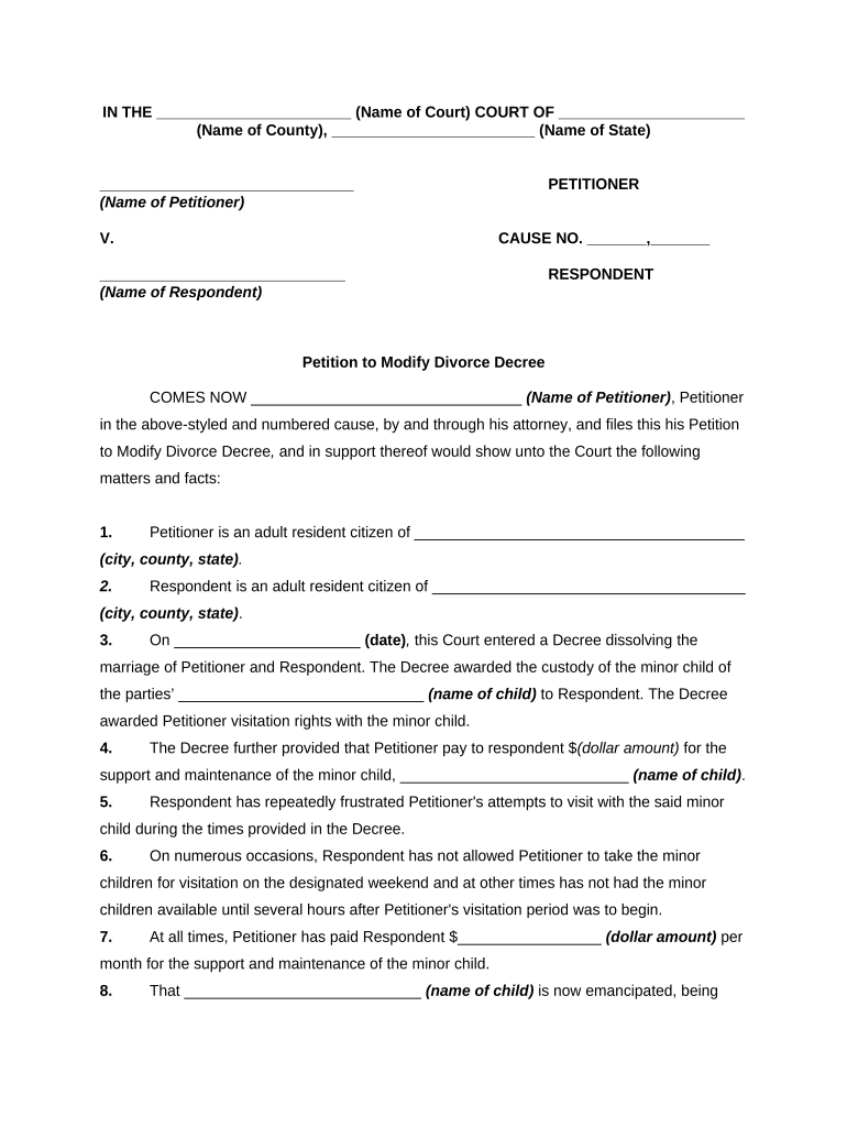 Modify Child Support  Form