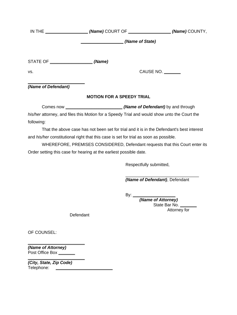 Speedy Trial  Form