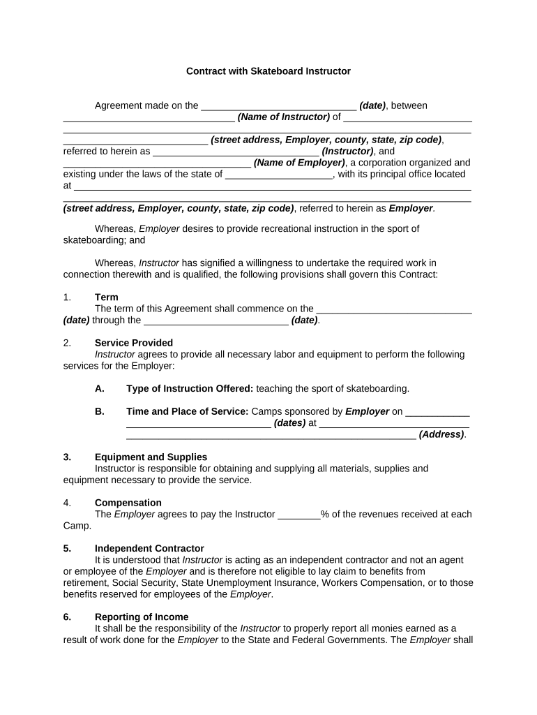 Contract with Independent  Form