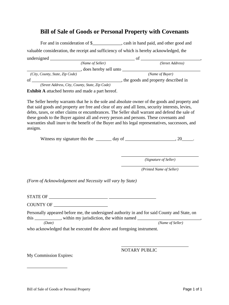 Bill Sale Property Template  Form