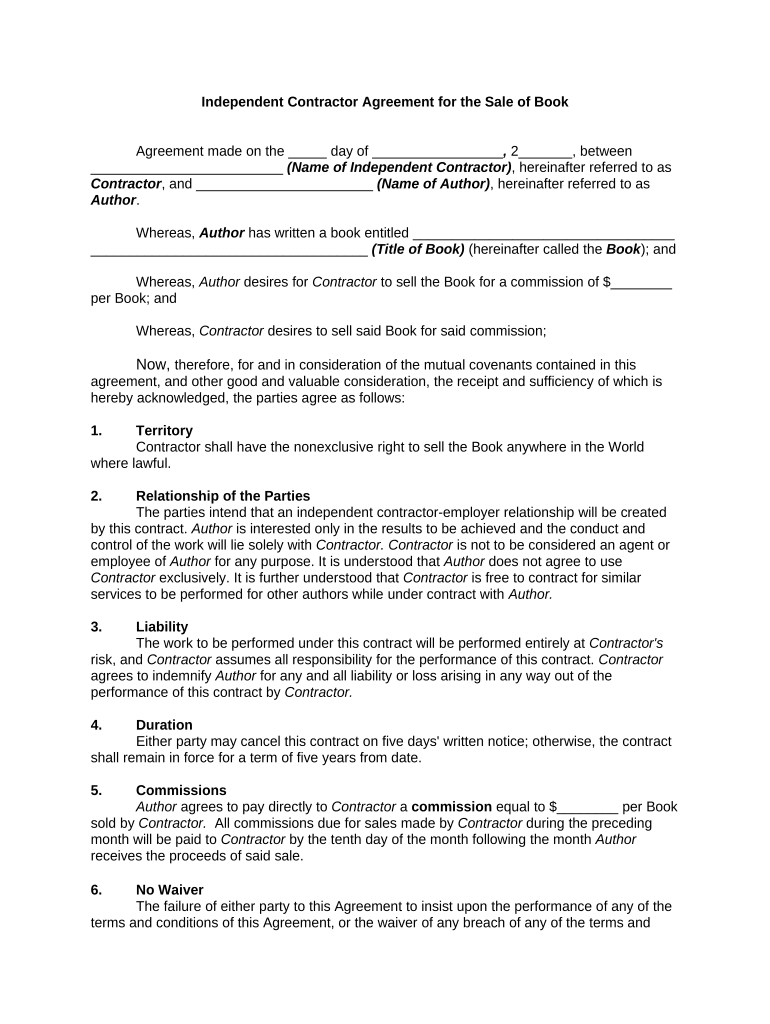 Contractor Agreement  Form