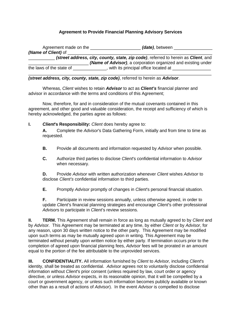 Agreement Advisory  Form