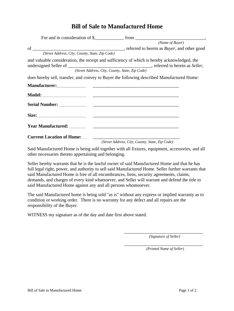 Bill Sale Form