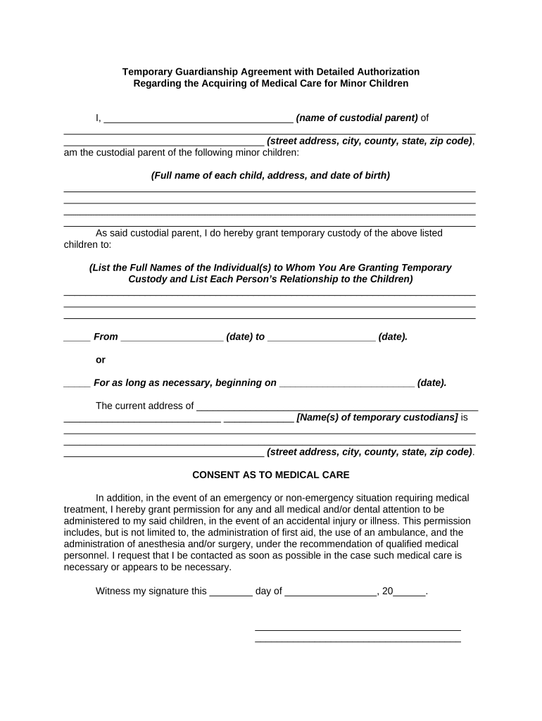 Guardianship Authorization  Form