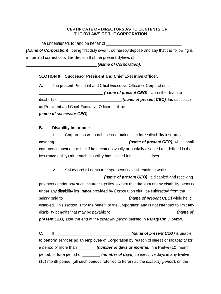 Certificate Directors  Form