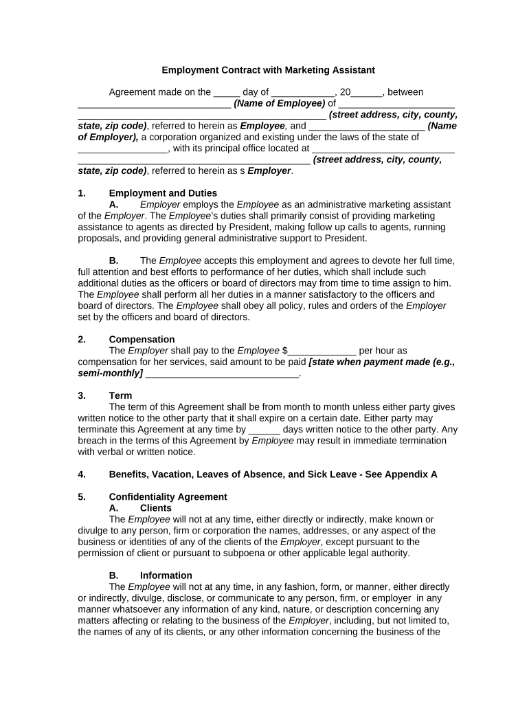 Employment Contract Agreement  Form