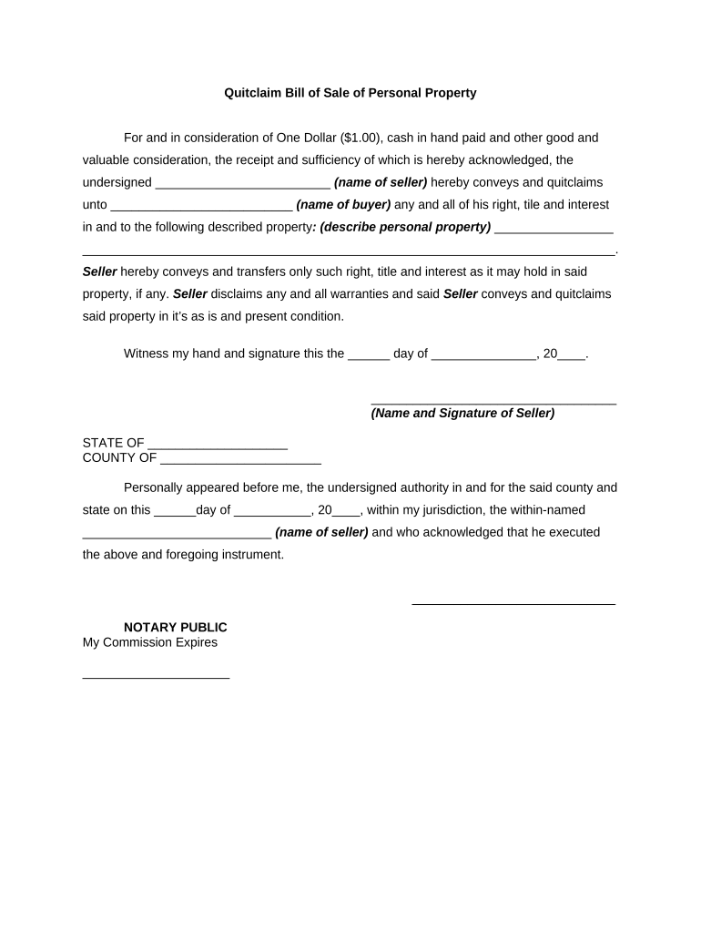 Quitclaim Sale  Form