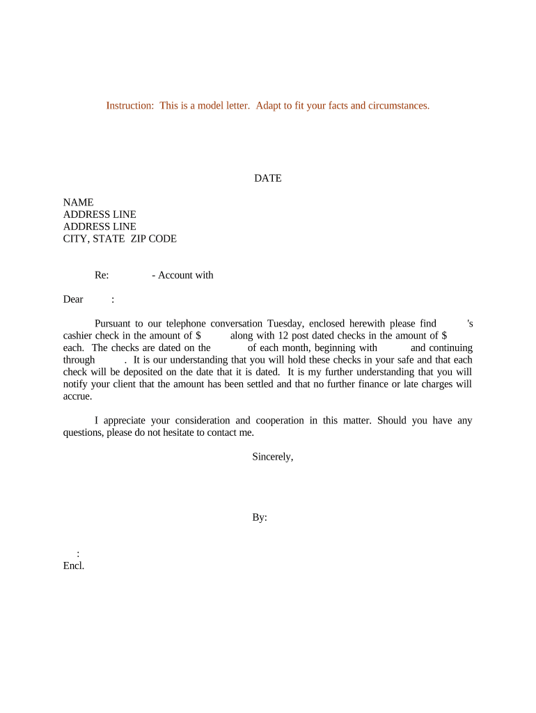 Sample Letter Settlement  Form