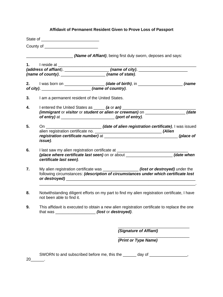 Proof of Residency  Form