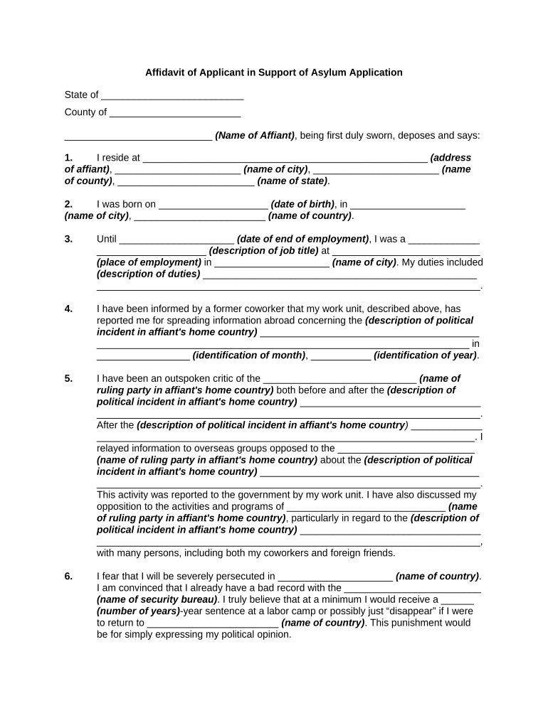 Asylum Application  Form