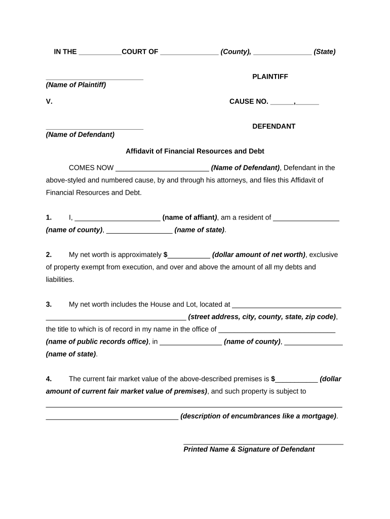 Affidavit Financial Form
