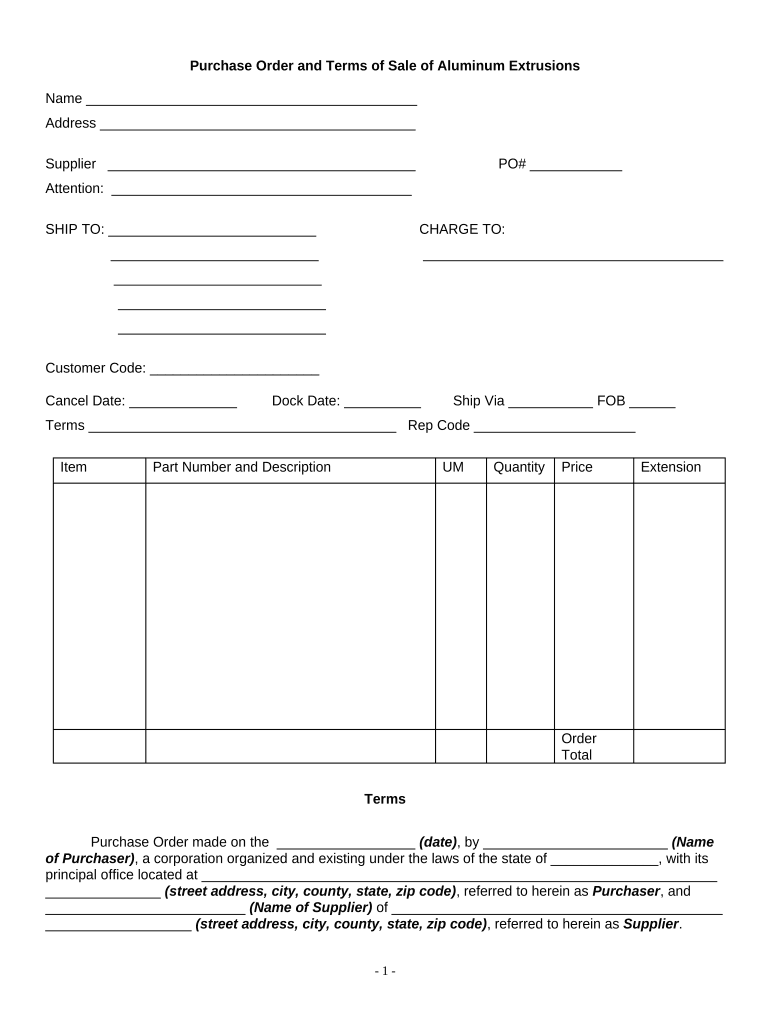 Purchase Terms Sale  Form