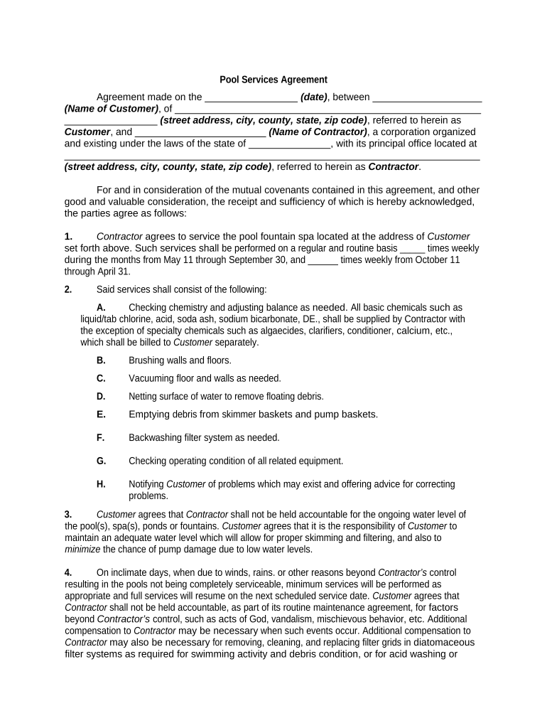 Pool Agreement  Form